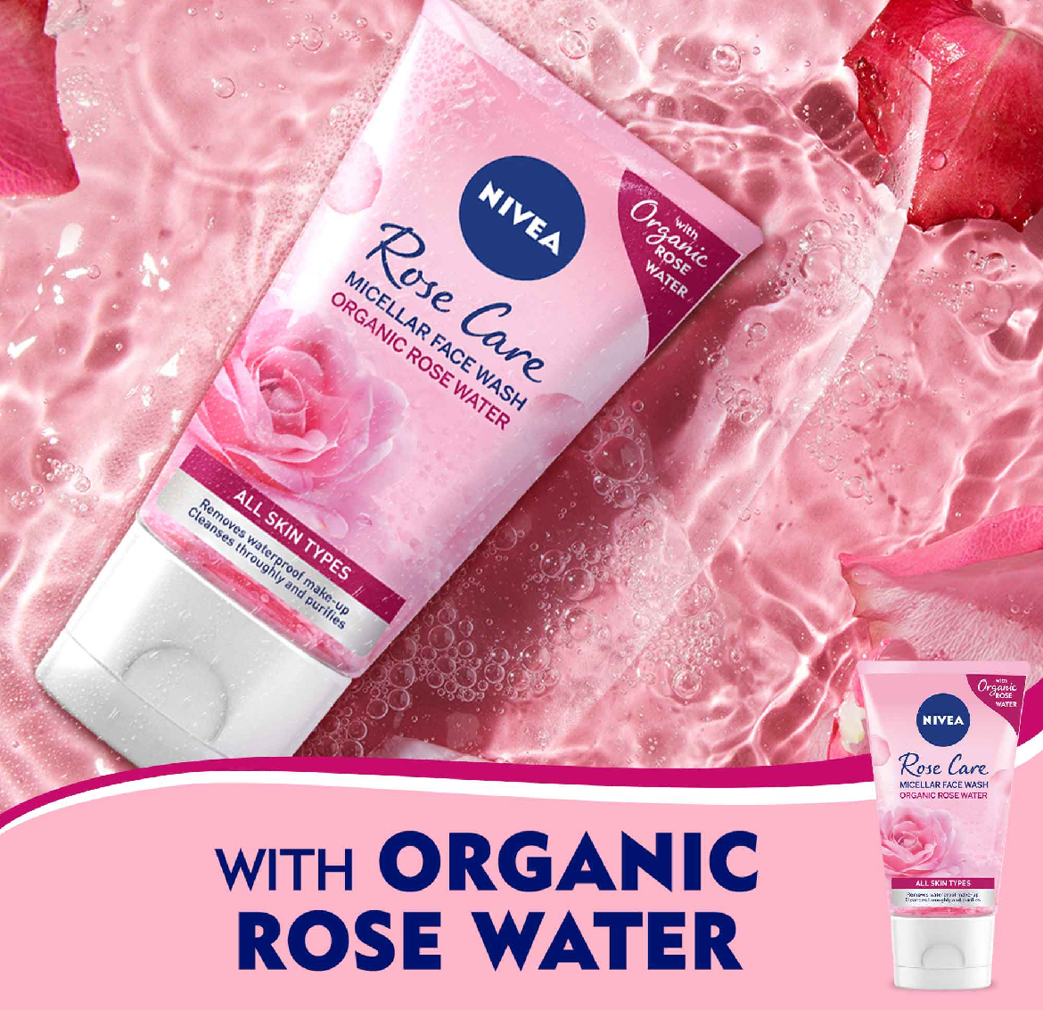 Nivea Face Wash, Organic Rose, All Skin Types image 2