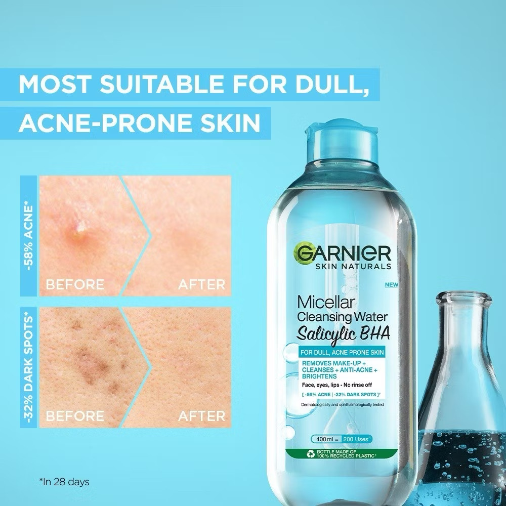 Garnier Micellar Cleansing Water Blue - Gently Cleanses and Remove Makeup for Acne Prone and Sensitive Skin image 3
