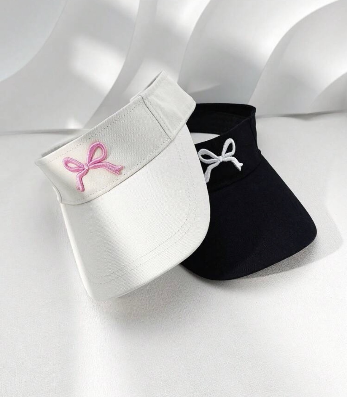 1pc Bowknot Embroidery Hook And Loop Adjustable Women's Sun Visor Hat image 2
