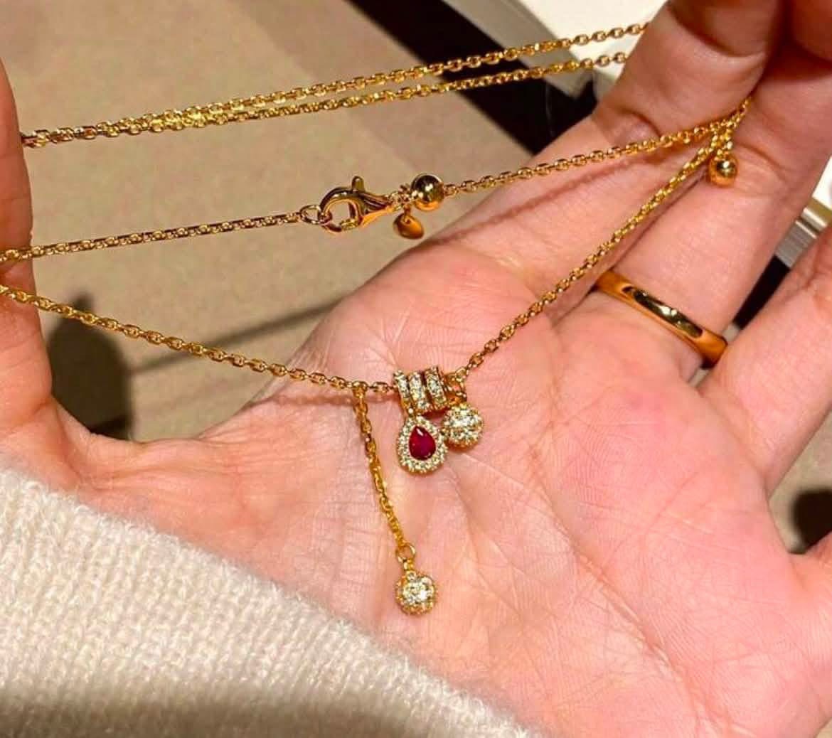 Cubic zirconia water drop tassel necklace image 2