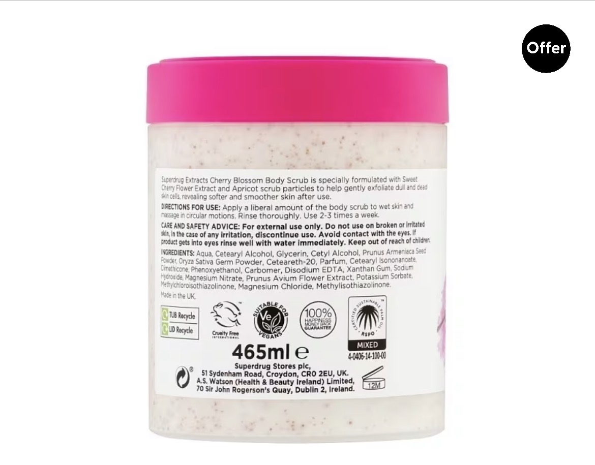 Superdrug Extracts Body Scrub Cherry Blossom image 2