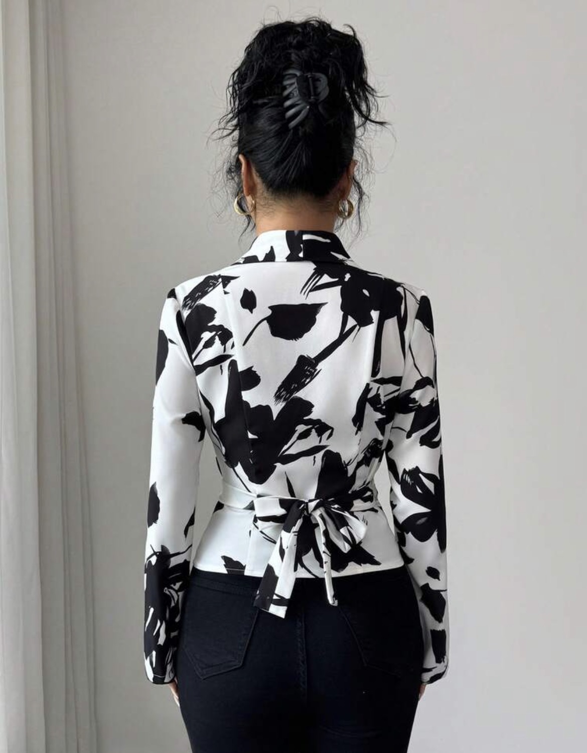 Shein Floral print belted shirt image 2